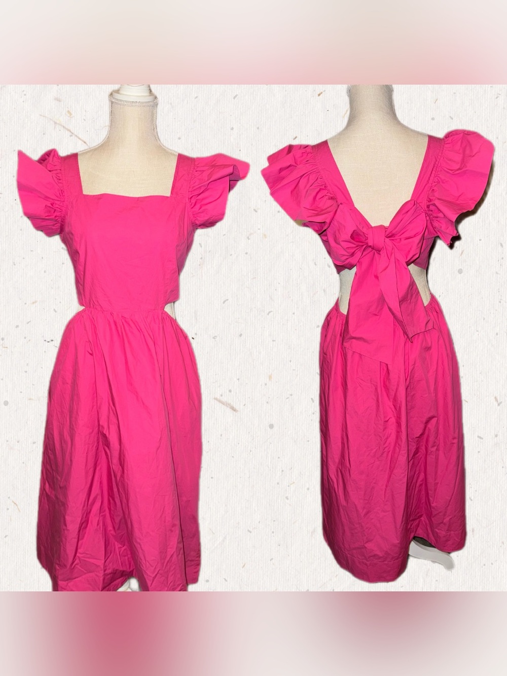 Tuckernuck Hyacinth House Cut Out Waist Bow Back Midi Dress Women's Size S Pink